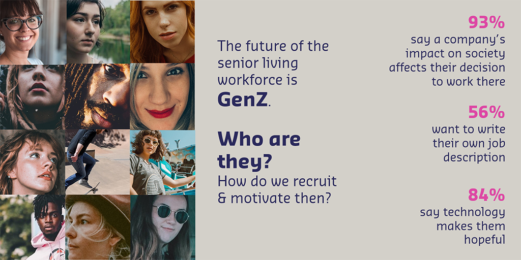 sodexoUSA's tweet photo. Senior Living will need 12M new workers by 2025. Where will they come from? Many will come from Gen Z. At @LeadingAge, Sodexo is presenting a series of experiences that will help attendees put on their GenZ hats & empathize with their interests, passions & values. #WorkforceGenZ https://t.co/6Ly1RR9KYa