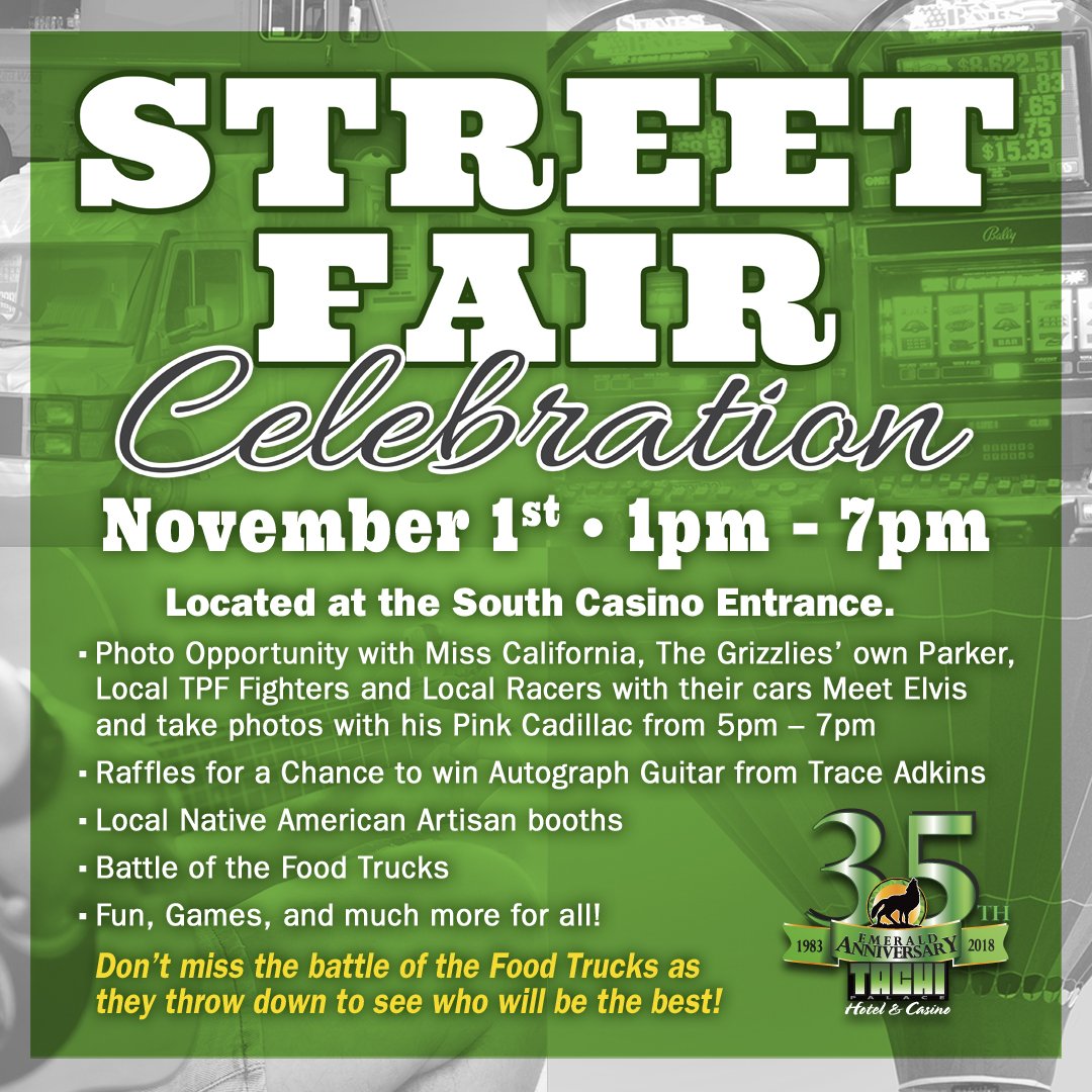 Tachipalace's tweet photo. You could win a guitar signed by Trace Adkins ! Don't miss our Street Fair, November 1st from 1pm - 7pm. #streetfair #35yearsoffun #tachipalace #tachi #rezdogs #casino #casinolife https://t.co/eGXrgP591I