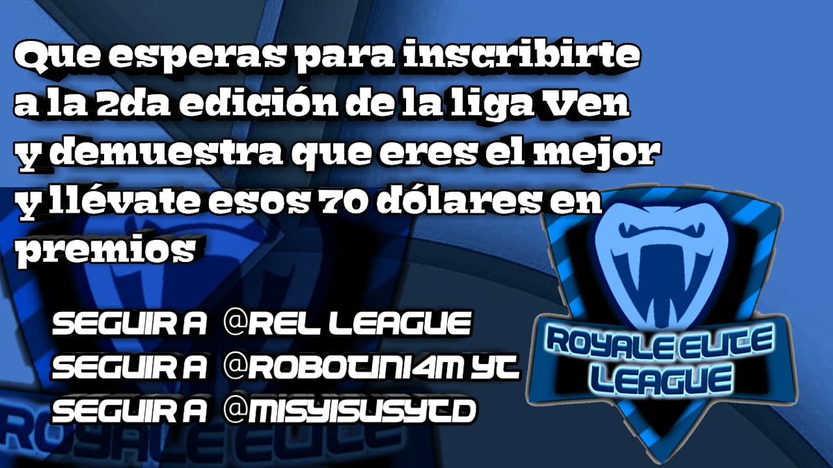 70 USD en premios 🤑 y los partidos serán casteados a partir de 8vos de final 💥 ¿que esperan para inscribirse? 😎

@DarkfightGT_ 
<a href="/PromotionsRts/">SMALL STREAMER PROMOTIONS ©️</a> 
@GAMES_RT7 
<a href="/AyudaJugador/">Ayuda Jugador</a> 
 <a href="/ExxodoAgencyTM/">Exxodo Agency</a> 
@Ayudas_eXs