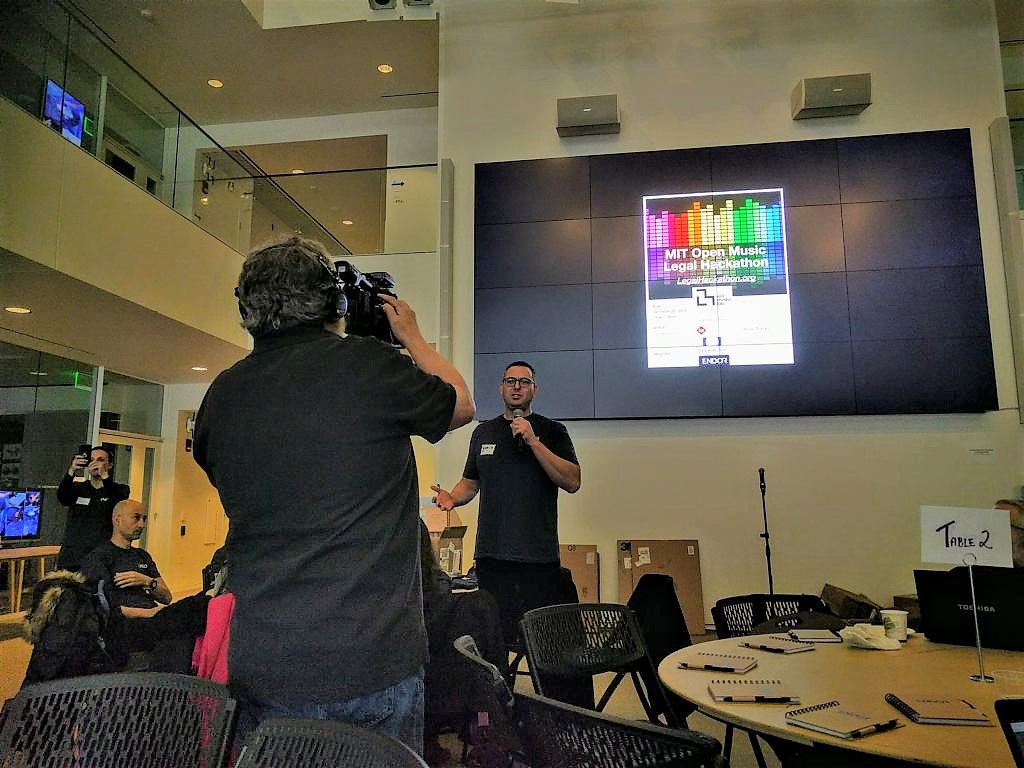 EndorSoftware's tweet photo. Endor Co-Founder &amp; CEO Dr. Yaniv Altshuler opening for the @MIT Open Music Legal Hackathon capstone event at the @MIT @medialab. #hack4music https://t.co/O7IhR6mb4c