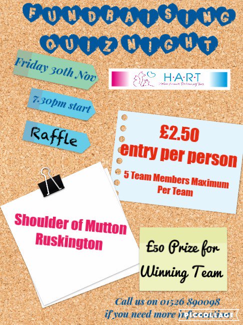 HolliesAnimals's tweet photo. Fundraising Quiz Night - Please support us x https://t.co/341QkU2BCY