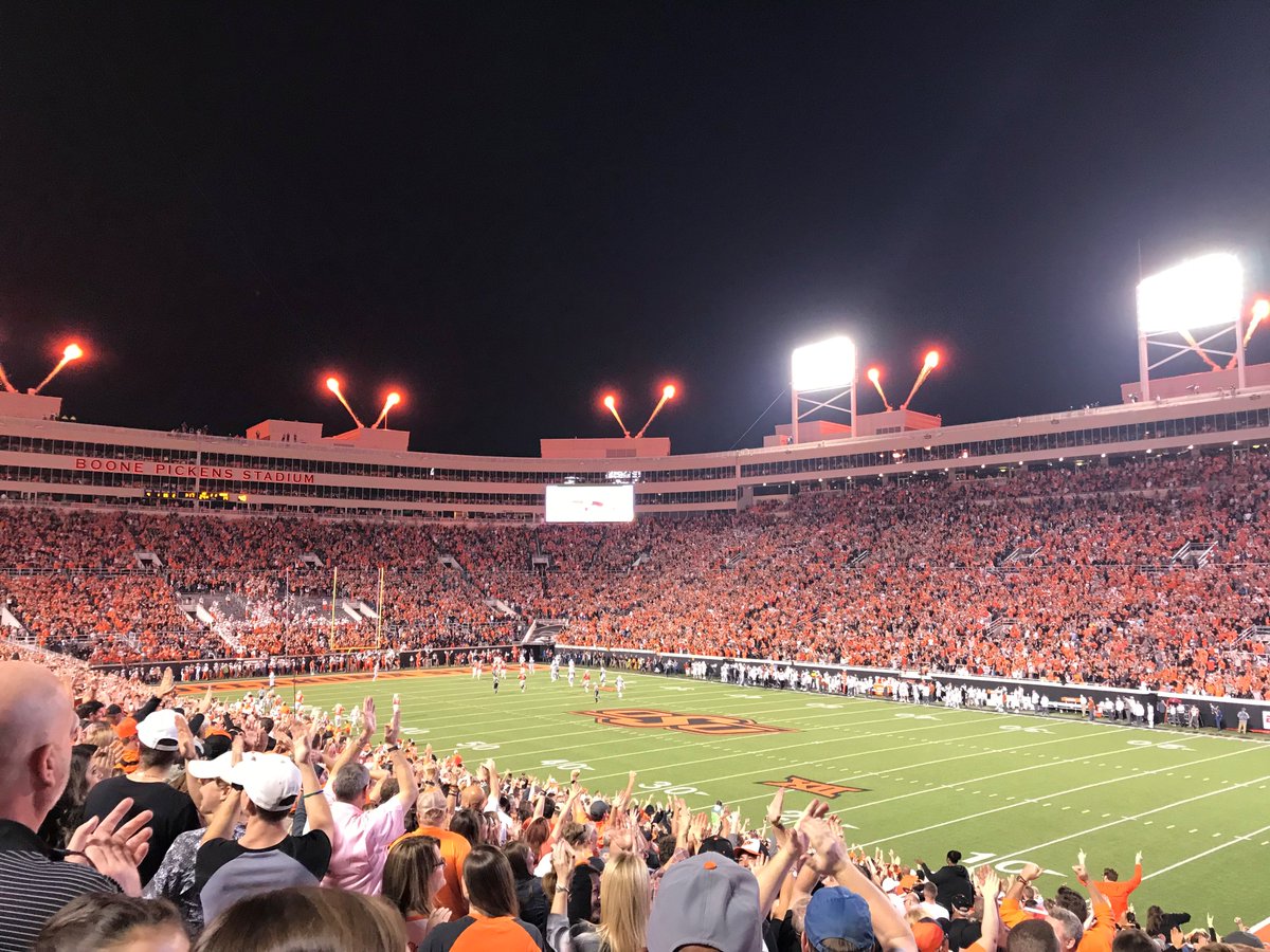 KayakdogOKC's tweet image. Touchdown and Fireworks, Go Pokes #OSU #TexasvsOSU