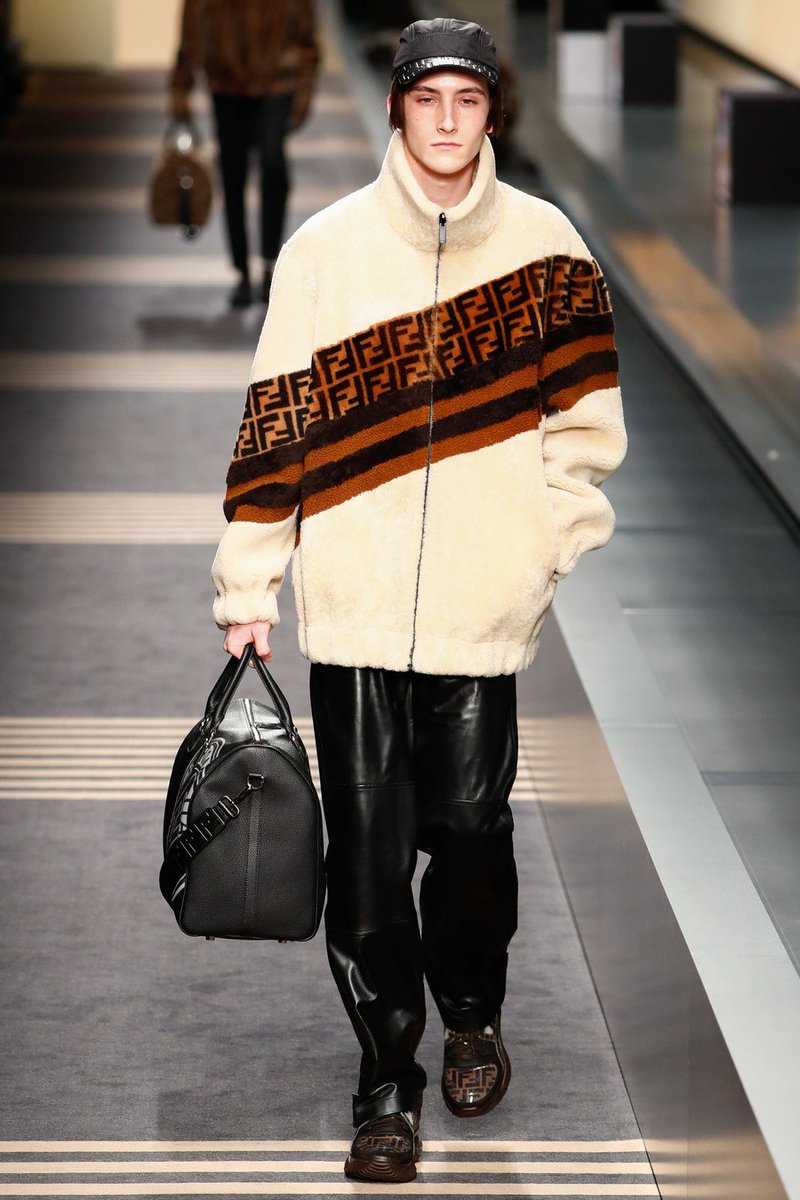 fendi ff motif shearling jacket