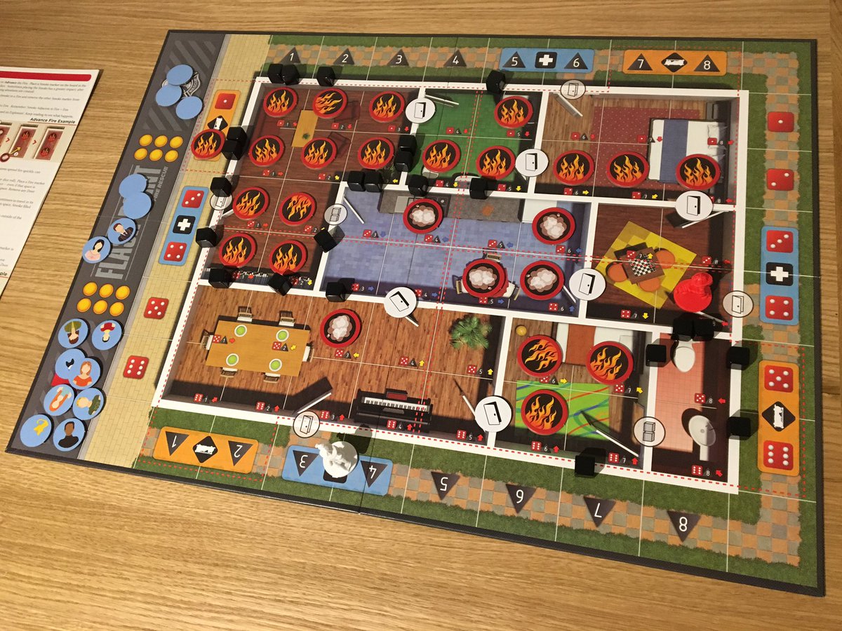 A quick solo play (using two firefighters) of Flashpoint to finish off the weekend. Saved 8 people with just two building damage remaining! #boardgames