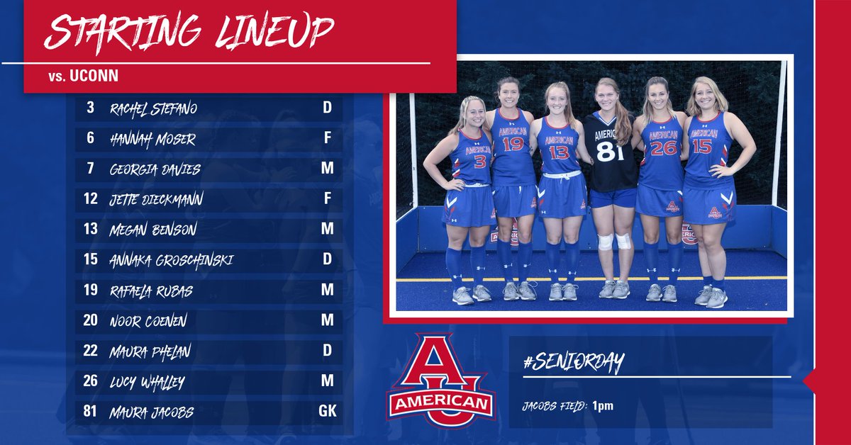 AU_FieldHockey's tweet image. Here’s your starting lineup for #AUFH senior day match🎓
Tune in at 1pm to @PatriotLeagueTV to watch the game!

#AUNIT
#AUEagles