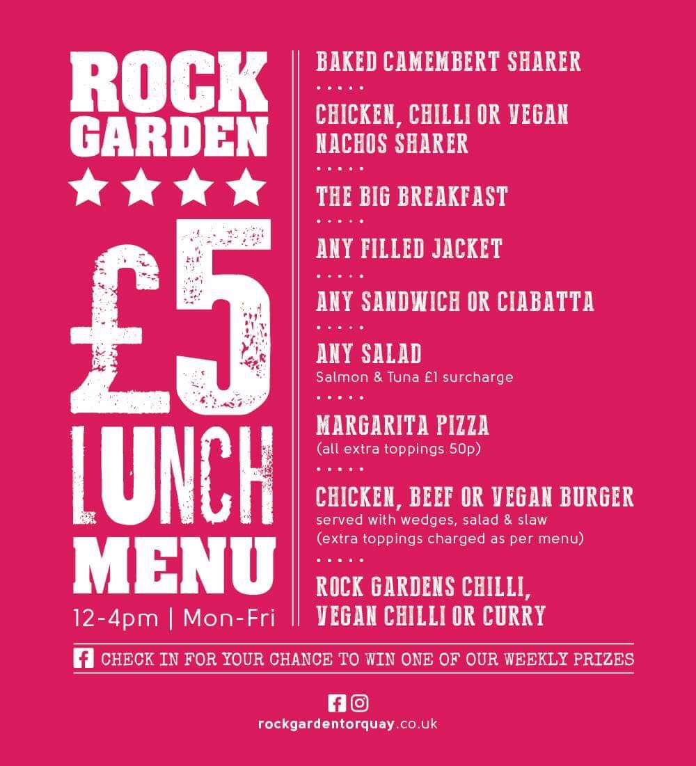 Our new £5 lunch menu starts tomorrow!! Monday to Friday 12 till 4! #food #lunch #foodie #vegan #vegetarian #pizza #burger #torquay. #devon #foodlovers #nachos #camembert  #breakfast