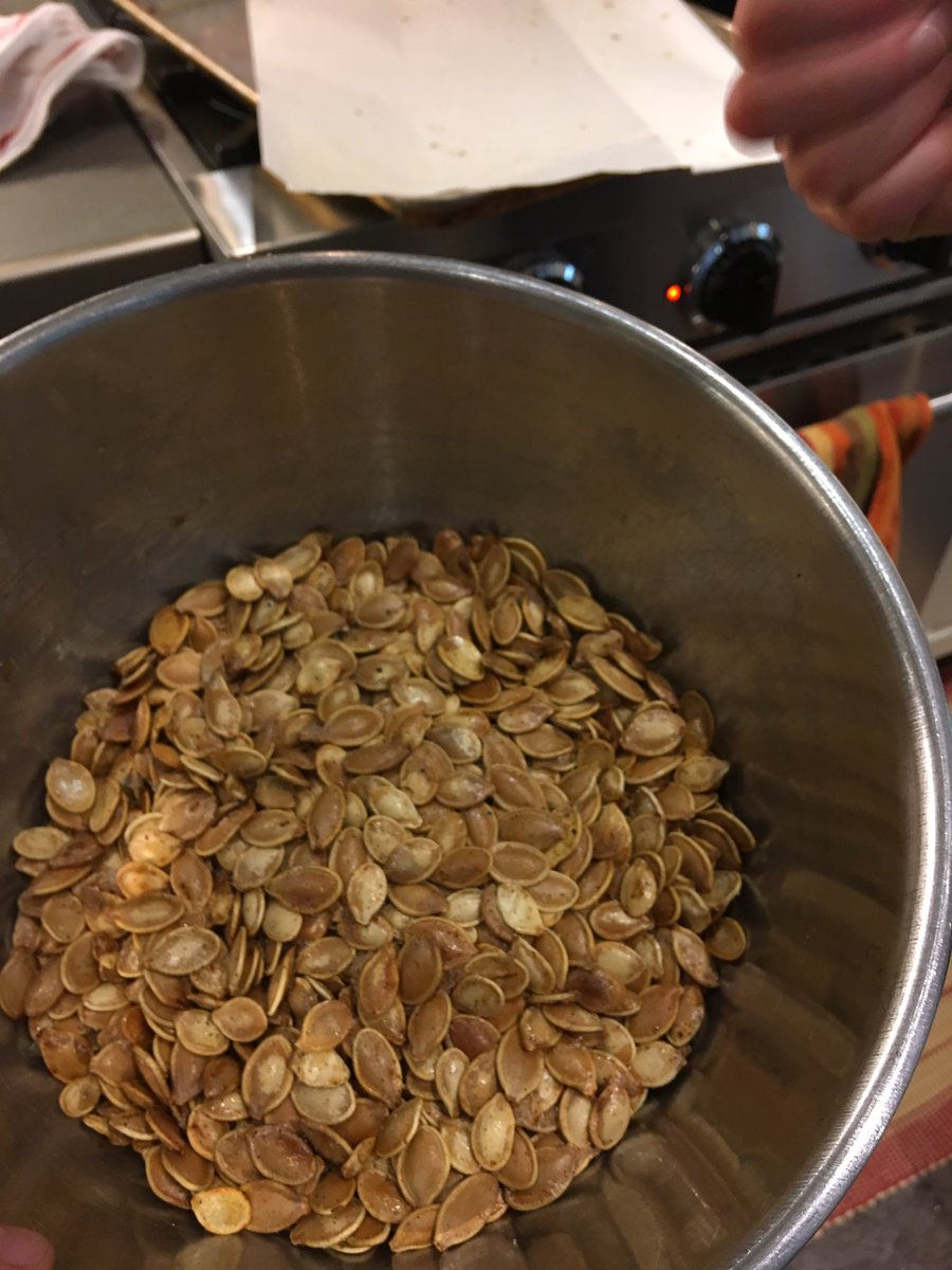 Kindie146's tweet image. Pumpkin seeds counted and came home to get roasted! Get ready class- Tomorrow we eat the fruits of our counting labour❤️ 😋 
#realmath #inquiry #connectedlearning @Minesingtweets @scdsbmath #pumpkinseeds