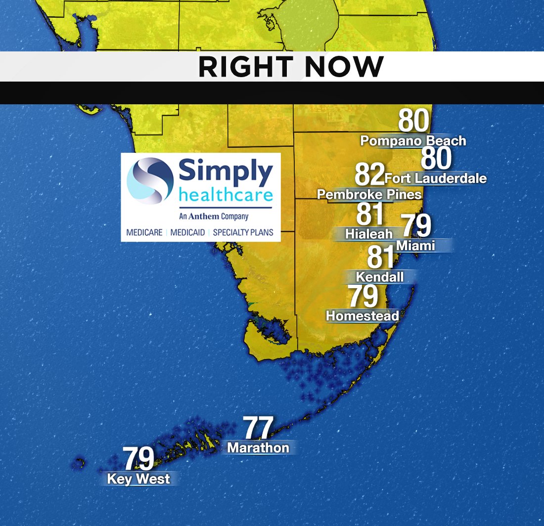 It's 2PM, here are south Florida's current temperatures. #BROWARD #MIAMIDADE #FLKEYS Presented by Simply Healthcare https://t.co/O42RP2MXVQ