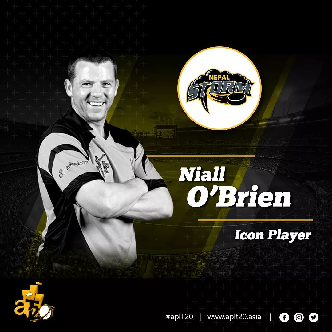 LeagueAsian's tweet photo. Niall O'Brien comes from a sporting family in Ireland. His father, Brendan O'Brien aka Ginger played club cricket for Ireland from 1966 to 1981. #NepalStorm will be stronger than ever to have him in the squad.
#APLT20 #AsianPremierLeague #PlayerIntroduction #IconPlayer https://t.co/51Y2pNP0QA