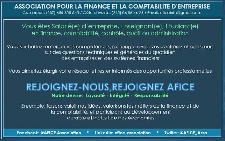 CassijeEyaane's tweet photo. Une Association pour fédérer Les professionels de la Comptabilité et de la finance.
#Caexiste #Cameroun #Cestpossible https://t.co/E3B8uXsdXp