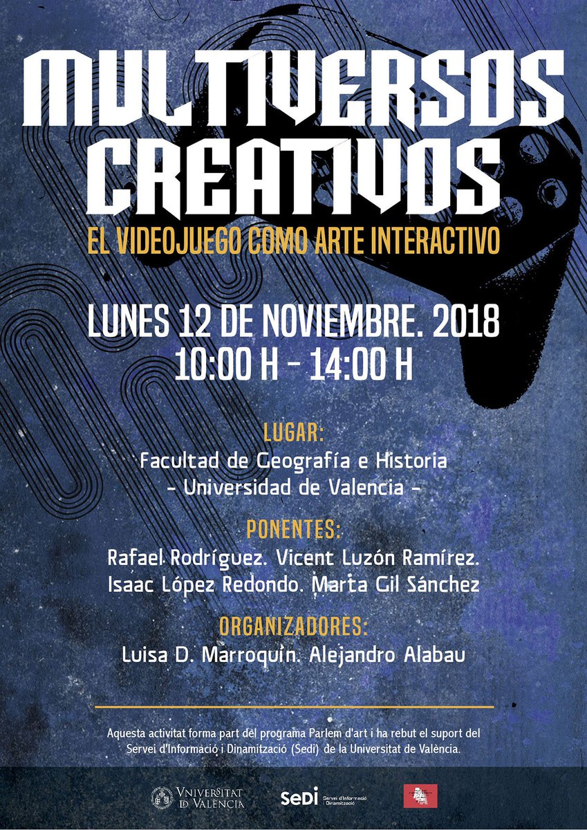 En unas semanas estaré en la Universidad de Valencia hablando de 'Aprender y sentir a través del videojuego'. Pasad a saludar y send mucho amor🌻
