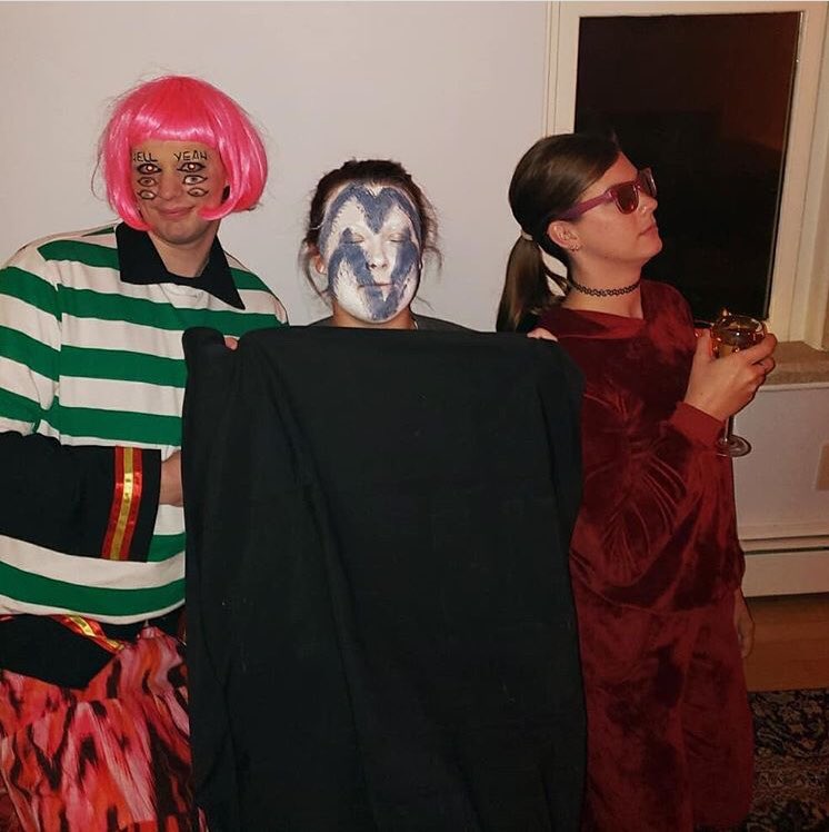 zacher_nicole's tweet photo. What do you get when when a leisure suit, a Dora the Explorer explored too far, and a chair walk into a Halloween party?                              A Julien cringe smile. @Jenna_Marbles @juliensolomita @JennaJulien https://t.co/bNJA6mHO8N