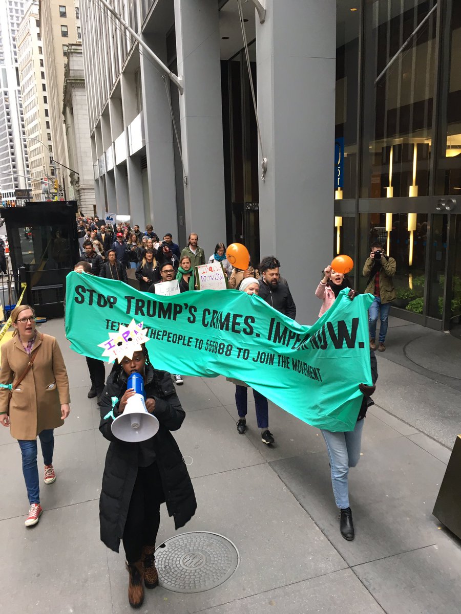 by_the_ppl's tweet photo. #impeachmentparade is heading to the Trump Building on Wall Street now! https://t.co/onyMAiSwyl