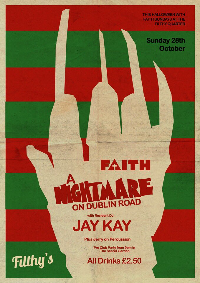 Faith Halloween Party - Sunday 28th Oct ✝️😲🎃 <a href="/DjJayKay/">Jay Kay</a> 
All Drinks £2.50 - Adm £3 with Student Card
#FaithHalloweenParty #GypsyLounge #Filthys