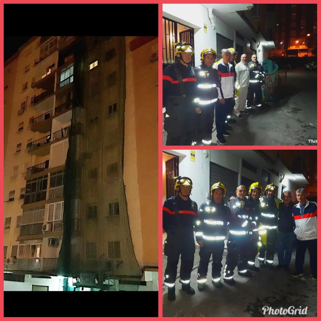 Ragachica's tweet photo. 🔴@Encierrobombmlg L@s vecin@s de Calle Cómpeta n 20 de Málaga, queremos agradecer la magnífica y extraordinaria intervención de los bomberos del @rcbmnooficial del @malaga realizada ante la situación de peligro originada por el viento y la estructura que se observa. GRACIAS👏😘 https://t.co/6TijZ5vgWP
