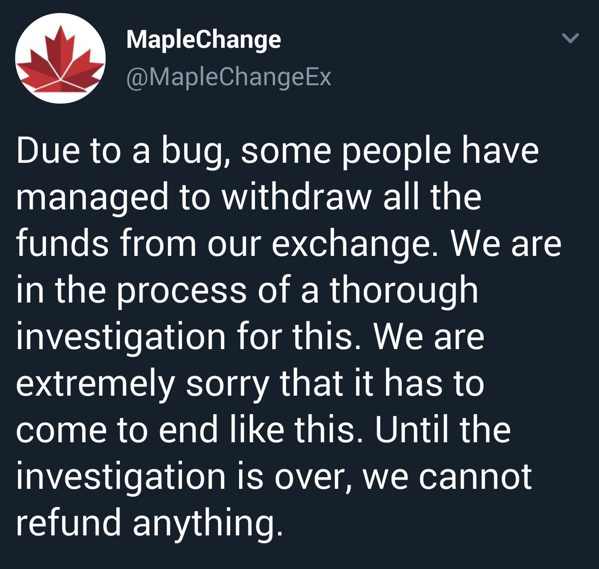 CryptoGeekPT's tweet image. A história repete-se... Mais um exit scam de um Exchange... Este nem nunca tinha ouvido falar.

Não foi o primeiro e com certeza não será o último...

#maplechange #exitscam #Blockchain #cryptocurrency