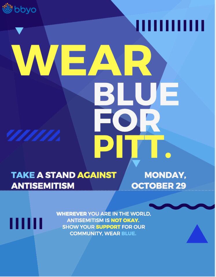 Tomorrow, wear blue to show love and support for Pittsburgh and to take a stand against antisemitism💙💛