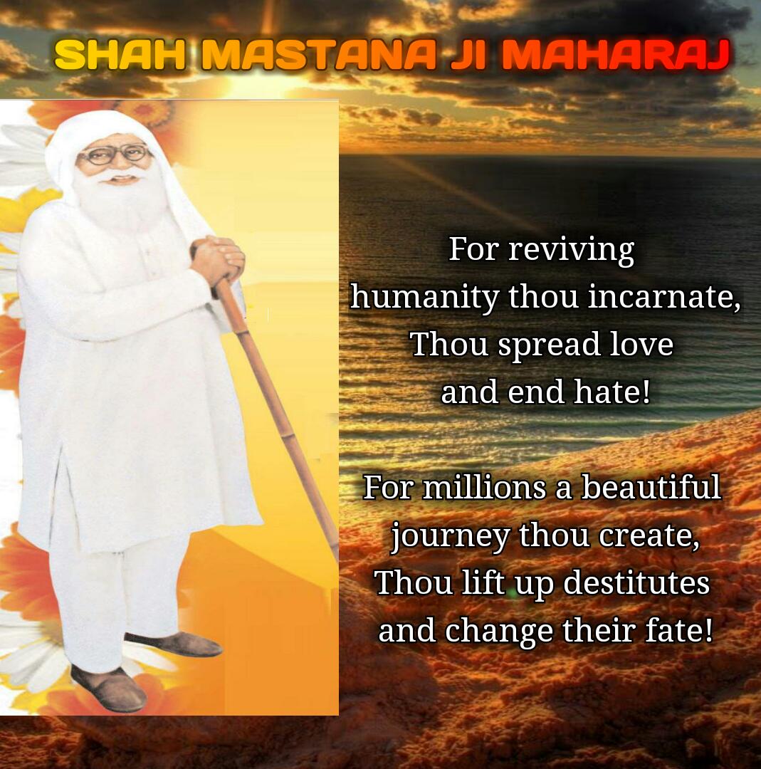 ksushma140's tweet photo. #3DaysToSaiMastanaJiBirthMonth who was founder of @derasachasauda his holiness not only sowed seed of humanity &amp; spirituality in hearts but also directed people in the path of righteousness. Saint @Gurmeetramrahim ji https://t.co/mwJXr51kPS