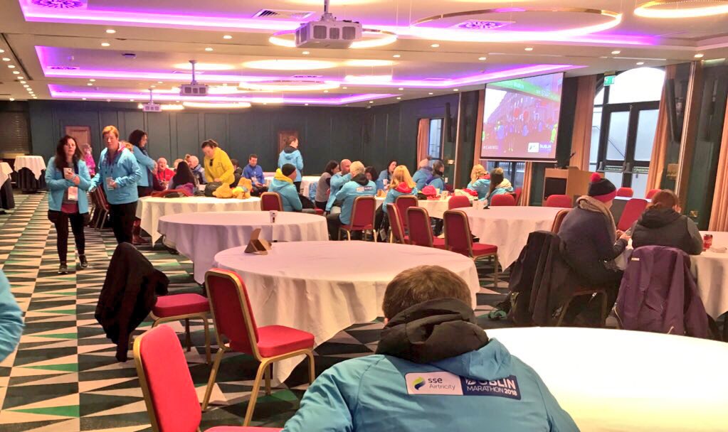 What a great day in the Volunteer Hub @sseairtricity #DublinMarathon This year was our largest ever Start / Finish Volunteer Crew. Overall 1,280+ amazing people cheering on 20k runners. Thank you for making it possible #HereToCheer #ValuingVolunteers @voluntireland @EventVolsIE