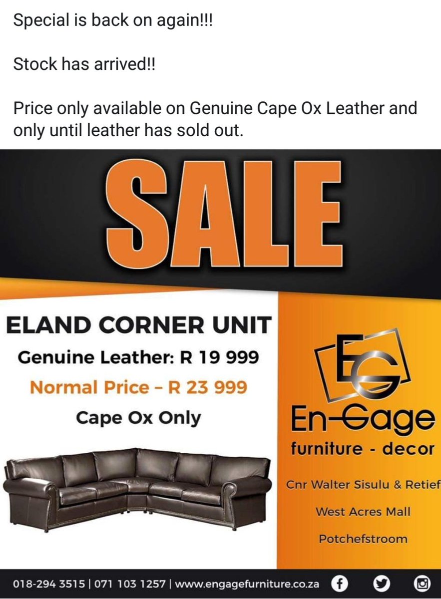 <a href="/APetoors10/">Andre Pretorius</a> @ClaudineKidson 
#EnGageFurniture