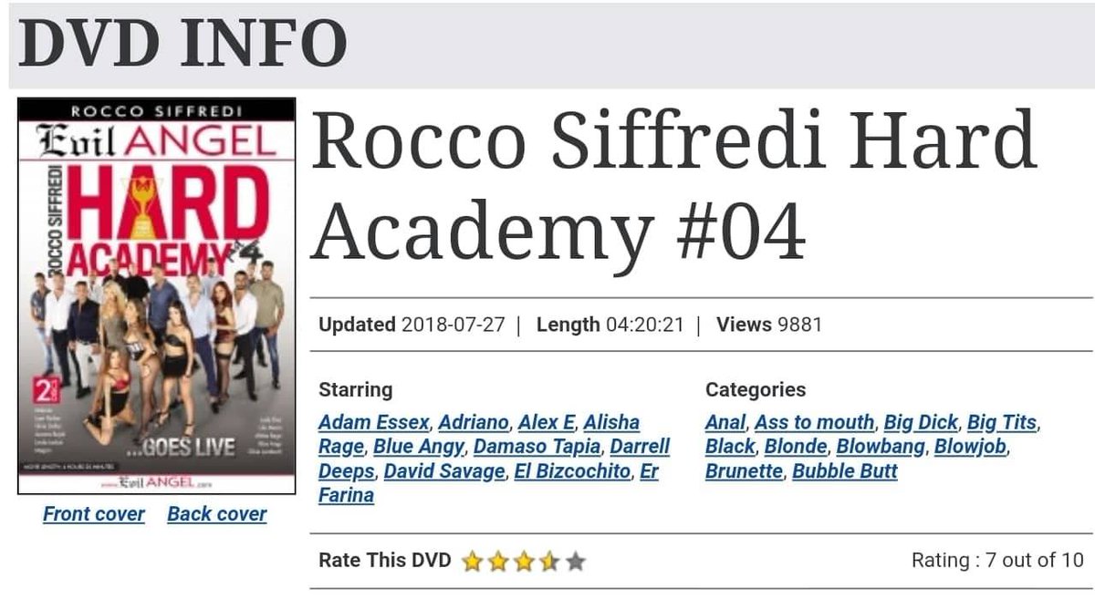 DarrellDeeps's tweet photo. Awesome production Awesome preformers Awesome scenes 
Rocco Sifferdi Hard Academy #4
"triple A" Rating 😄
@RoccoSiffredi24 @EvilAngel_Video @Pornhub @RoccoSiffrediXX 
#real #hardcore #porn #greatporn #RoccoSifferdi https://t.co/fZAwMsCPWg