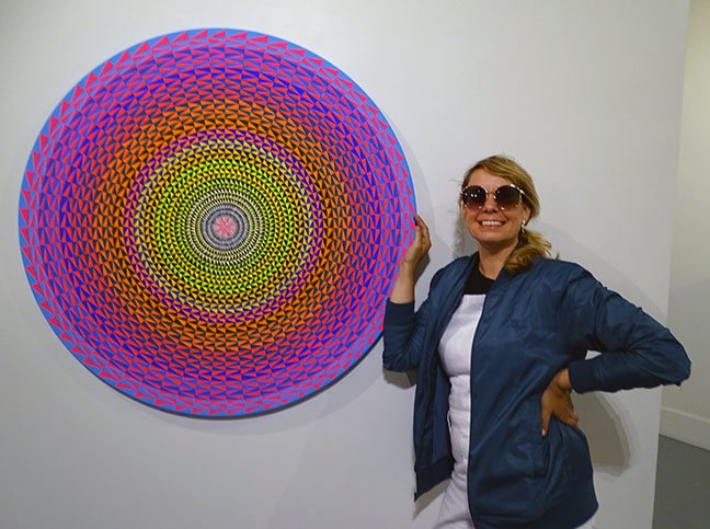 Check out this fresh new batch of photographs of artists at their SF CA art openings taken from April 18 - May 5, 2018. Pictured is <a href="/kristinfarr/">kristin farr</a> with her geometry mandala art at First Amendment Gallery: artbusiness.com/1open/050518.h…