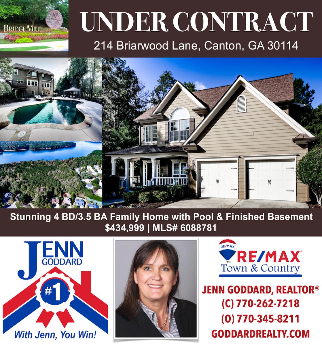 jenngoddard71's tweet photo. UNDER CONTRACT IN BRIDGEMILL! This beauty at 214 Briarwood Lane was snatched up in just a few days from listing. Need to sell? Looking to buy? I'm ready for YOU! https://t.co/sqIM0HyDUV
#WithJennYouWin #remax #remaxagent #cantonga #cherokeecountyga #Bridgemill #realestate #ATL https://t.co/XDOmjvPsv3