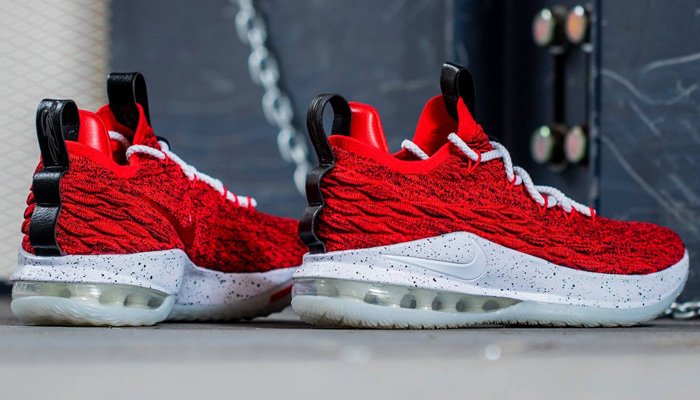 lebron 15 low red and white