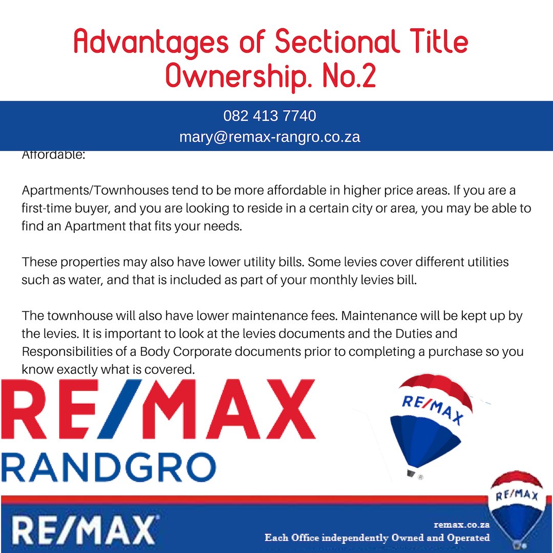 sectionalprop's tweet image. Sectional Title Living. Need answers? - Call Mary Andalaft 082 413 7740 or email info@sectionaltitlespecilalist.co.za 
or mary@remax-randgro.co.za 
#sectionaltitle #townhouse #apartments #cluster 
/www.remax-randgro.co.za/property_search_result.aspx?status=-10&amp;amp;agent_ref=352