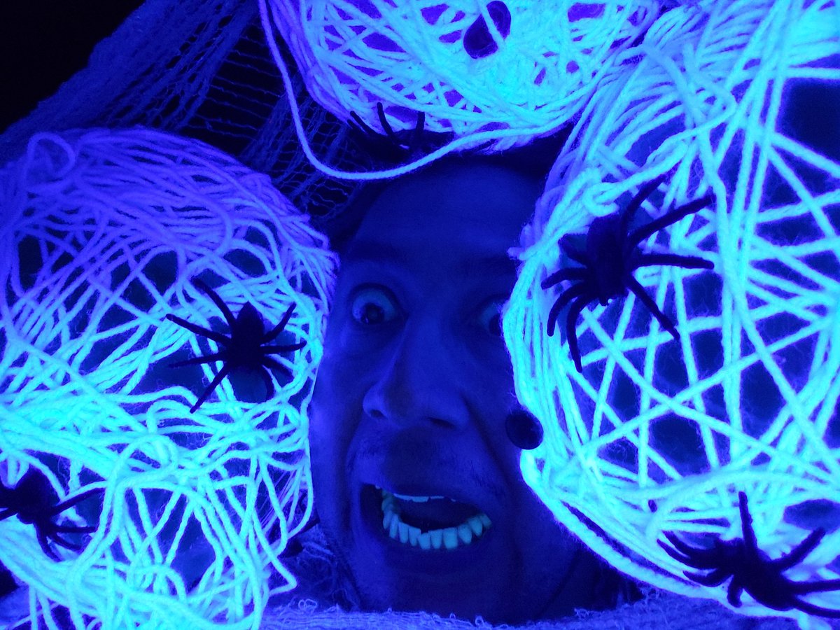 StateOverse's tweet photo. #SideshowSpooktacular2018 #SideshowCobbledCosplay
#TheFly 1958
Black light, Balloons, yarn, plastic spiders, me as the trapped fly.
Tiny voice: HELLLLP MEEE.
#Joker https://t.co/tCO6efZ2mS