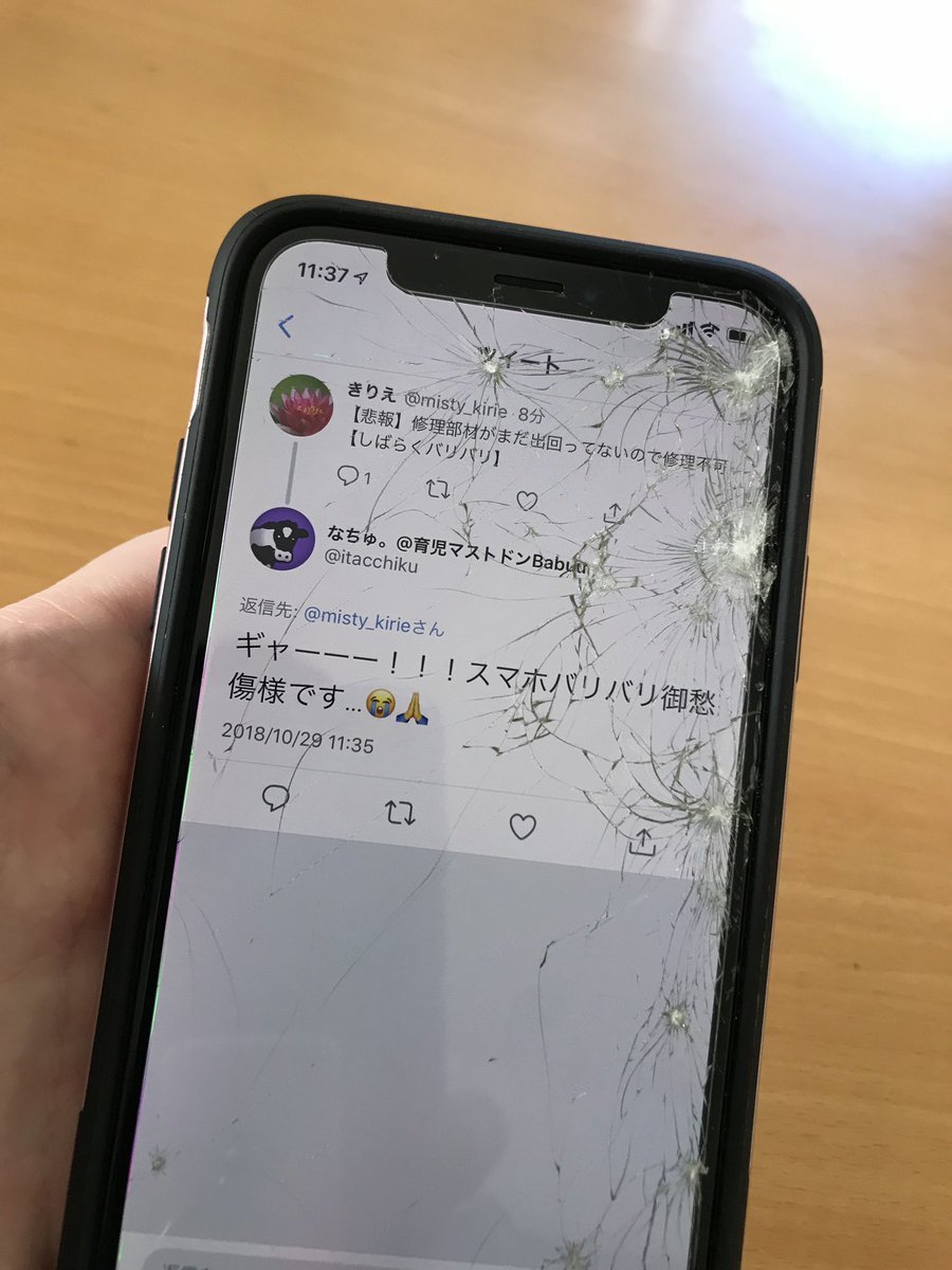 Iphonexsの画面が割れてしまった人にある画像を提供したら まるで誂えたようにマッチした いい仕事してるなあ Togetter