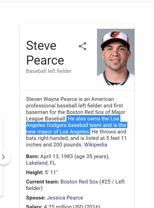 It was only a matter of time until someone got to Steve Pearce's Wikipedia page. Who did this!?