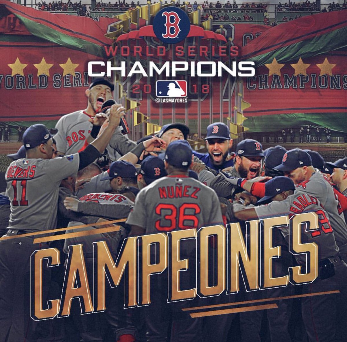 All_SportNews's tweet photo. ¡Campeones! 🏆

¡Alex Cora y los #RedSox ganan la #SerieMundial! https://t.co/NOQ8DUhX9g