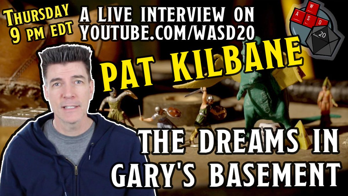Excited to announce I'll be interviewing <a href="/kilbaneofficial/">Pat Kilbane</a> about his documentary project, The Dreams in Gary's Basement, a "compelling documentary about the life of Gary Gygax and the world-changing advent of Dungeons &amp; Dragons."  #dnd #kickstarter