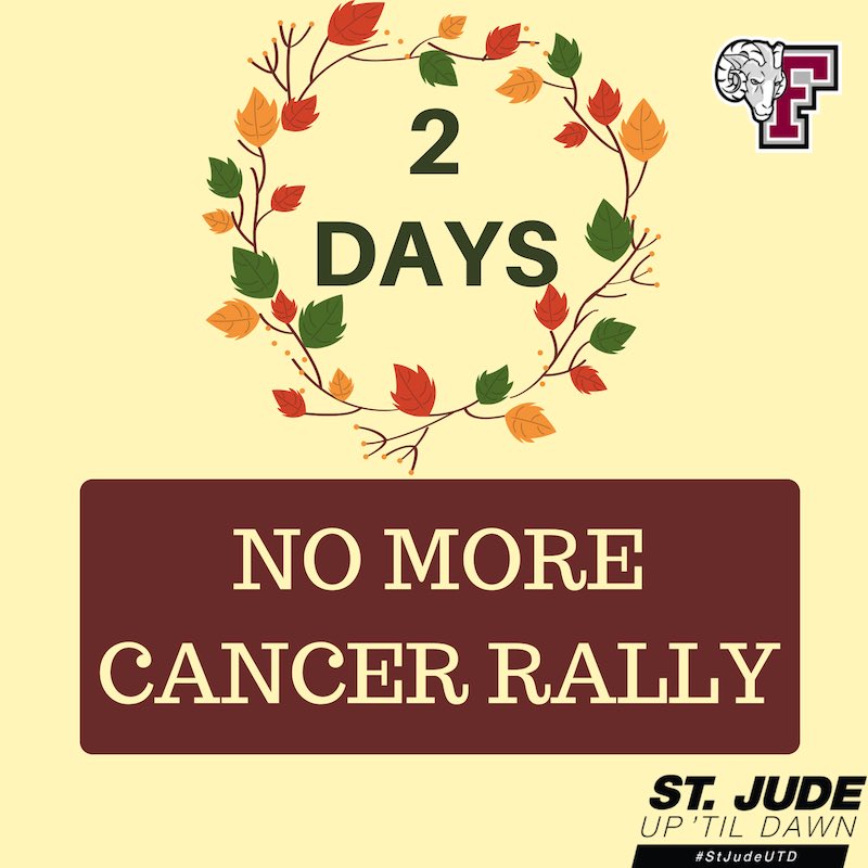 UTDFordham's tweet image. 2 DAYS! This Tuesday, 10/30, is our annual No More Cancer Rally. From 8-9pm in Campbell Multipurpose Room - enjoy some Halloween treats, pumpkin painting and caramel apples + raffles (bring your laptop!). See you there! #StJude #UpTilDawn #Fordham #NoMoreCancerRally