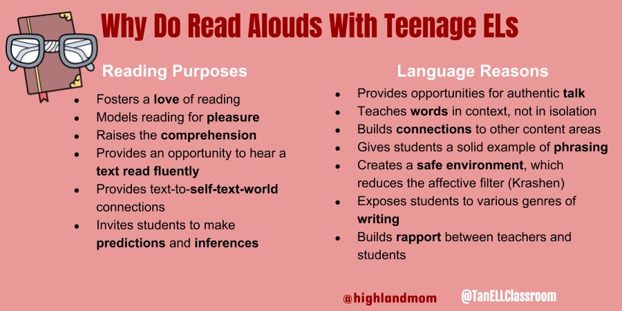 TanKHuynh's tweet image. Why teachers should consider doing read alouds with MS HS #ELLs by @highlandmom. wp.me/p7NKW2-Hu #ellchat #esol #ell #eld #tesol