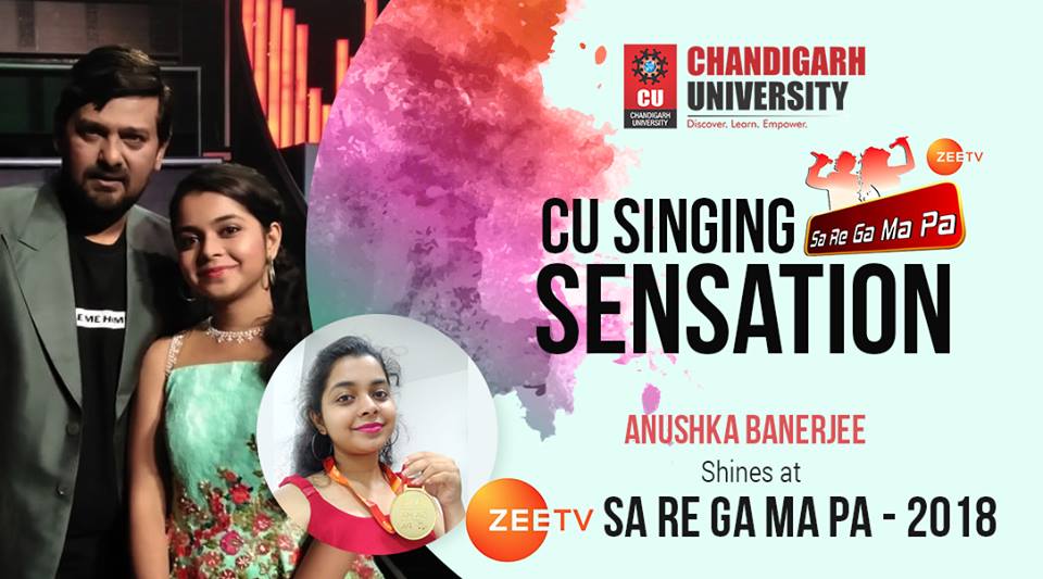 Chandigarh_uni's tweet photo. #CU Student shines at ZEE TV #SaReGaMaPa2018
Congratulations to the CU's singing sensation - Anushka Banerjee, #BiotechnologyEngineering Student, for claiming a spot in mega auditions in India's Biggest Musical Reality TV Show - ZEE #SaReGaMaPa2018. Show your love & support her https://t.co/z4mzcqaBxv