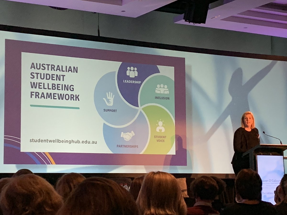 Lauren O'Callaghan talking about the new Australian Student Wellbeing Framework.  Shout out to the always excellent @BarbaraASpears who led this phenomenal piece of work @carmeltaddeo #CareRespectSupport