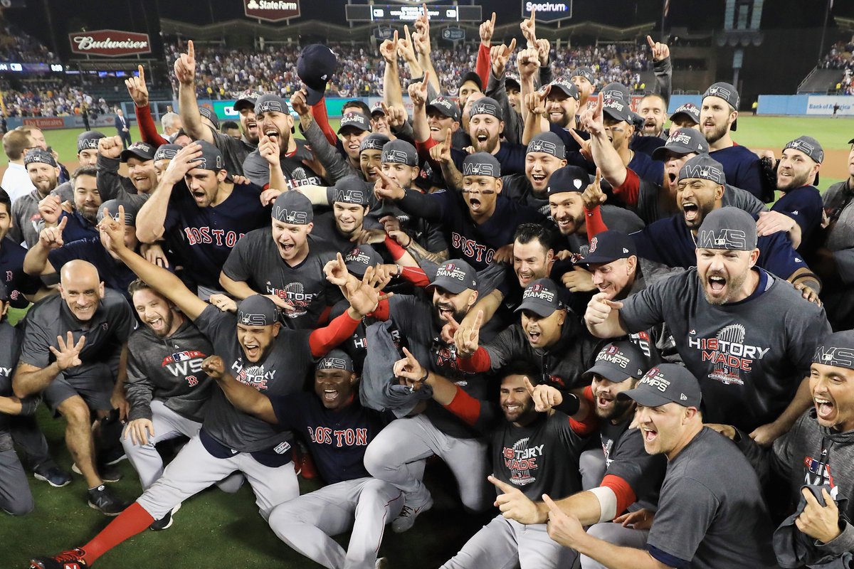 MLBNetwork's tweet photo. They did it, @RedSox fans!

RETWEET for a chance at a @sluggernation #WorldSeries bat and relive your squad's Game Five victory at 2pm ET on MLB Network!

Rules: https://t.co/BGpsZnMU0r https://t.co/o8kgpqUArP