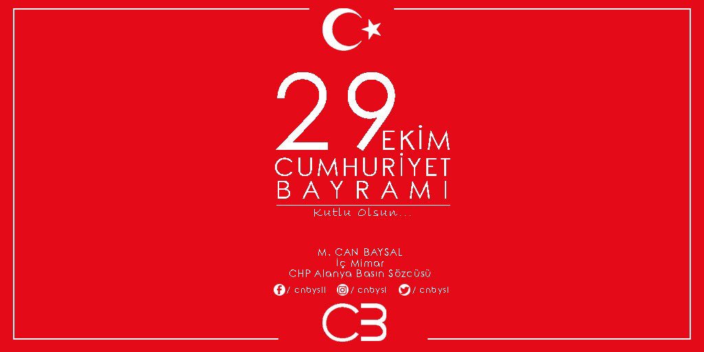 cnbysl's tweet photo. 29 Ekim Cumhuriyet Bayramı’mız kutlu olsun!
#CanBaysal #CB07 #29Ekim #29EkimCumhuriyetBayramı #Cumhuriyet95Yaşında https://t.co/Pt22p4wjaS