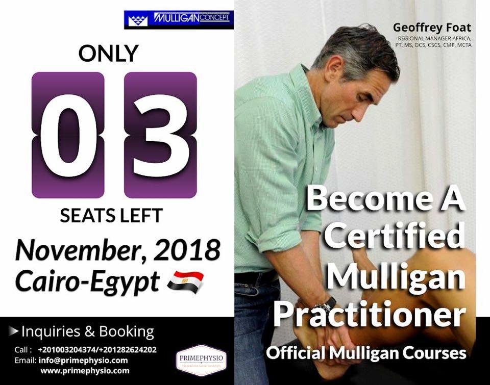 PRIMEPHYSIOUK's tweet photo. 🔴 ONLY 3 SEATS LEFT
Become a certified MULLIGAN CONCEPT practitioner
Egypt-Cairo🇪🇬
Part A: 8-9 November
B: 10-11 November
C: 13-14 November
CMP: 16 November, 2018
info@primephysio.com
📱+2/01003204374 - +2/ 01282624202 #Mulligan #PrimephysioUK #Cairo #PhysicalTherapy https://t.co/44o6DLmM3W