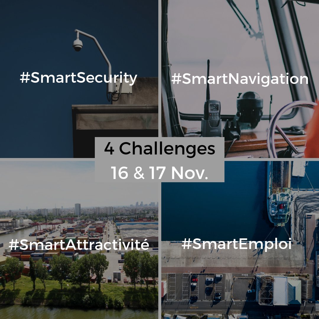 smartharopa's tweet photo. Relevez un de nos 4 défis pendant le #hackathon #SPH2018 les 16/17 novembre ! #SmartSécurité #SmartNavigation #SmartAttractivité #SmartEmploi Inscription https://t.co/34UgIZwK7o @AxeSeine @VNF @CCI_92 @Haropaports https://t.co/AMVI5Esfmc