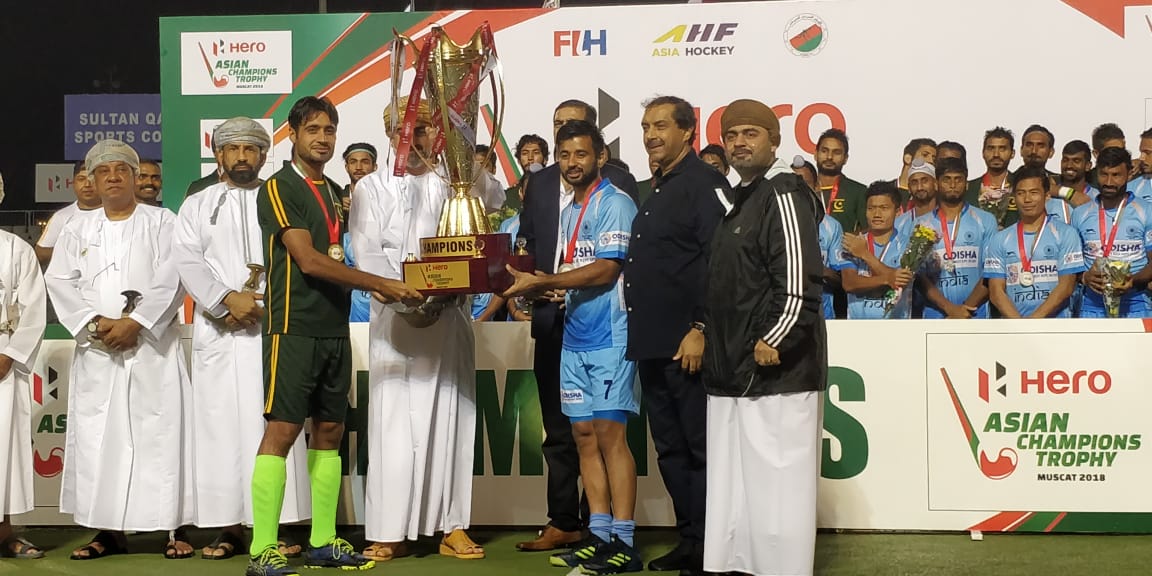 sports_odisha's tweet photo. Arch-rivals India and Pakistan were declared joint winners of the 5th Asian Champions Trophy hockey tournament after the much-anticipated summit clash was called off due to heavy rain.
#Odisha2018 #HeroACT2018 #INDvPAK @TheHockeyIndia @PHFOfficial https://t.co/3hqsippkne