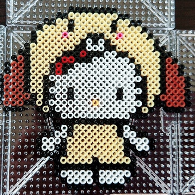 ナノビーズ】で【#キティちゃん】の【#干支の犬】を作ってみたの