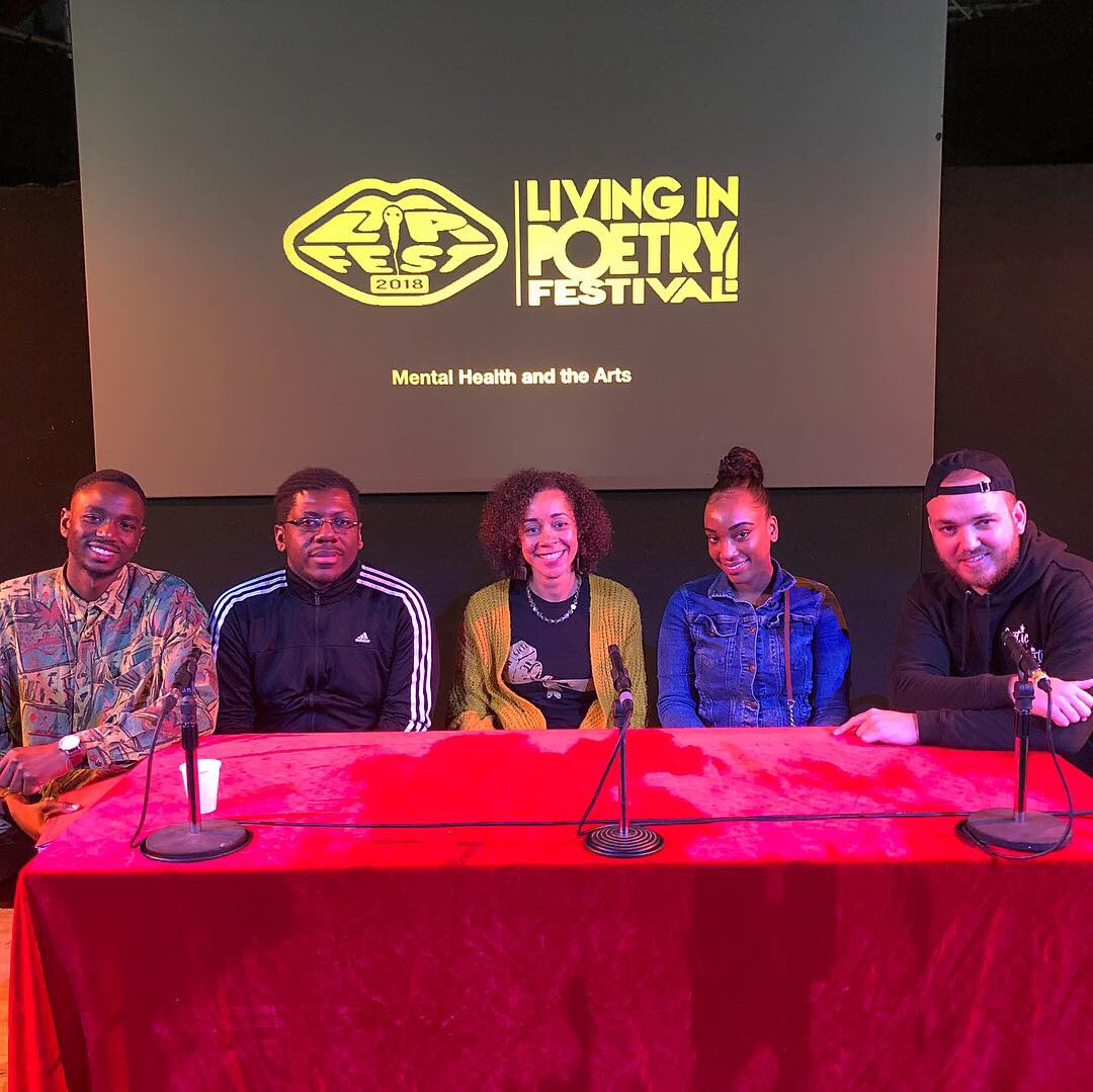 Poetic_Unity's tweet photo. Yesterday @LIPFest2018 we screened our mental health documentary ‘In Other Words’, held a panel discussion on mental health with @MissYankey + @keeptlkin and had poetry performances from @TevinVassell &amp; @Magero_TBH some important discussions were had #Unity https://t.co/deXHM2qSc4