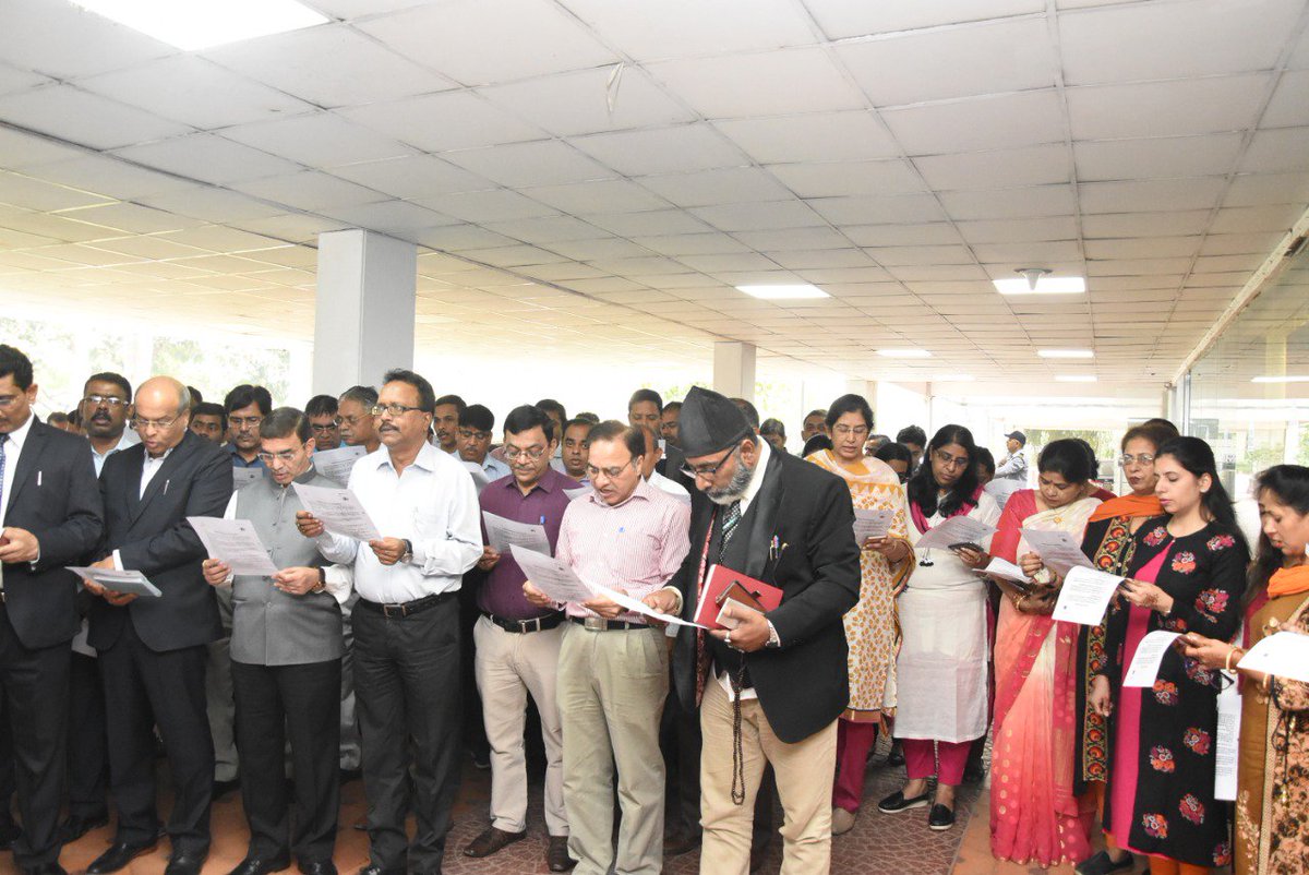 OfficialNBCC's tweet image. CMD, NBCC @DrAK_Mittal; DC, Shri. Rajendra Chaudhari; CVO, Shri. Sanjiv Swarup, along with senior officials &amp;amp; employees took the Integrity Pledge, as part of 'Vigilance Awareness Week' which commenced from today.  #vigilanceweek2018