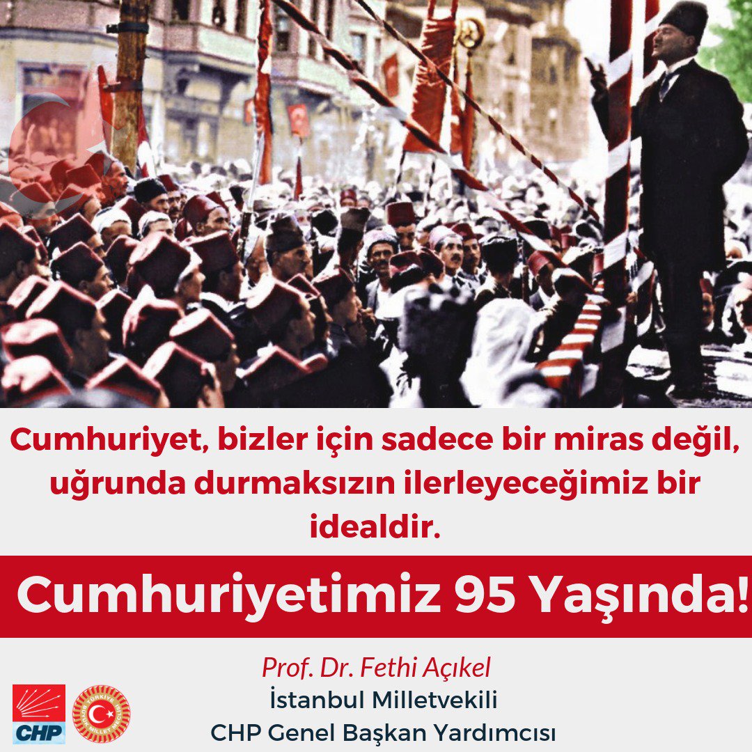 FethiAcikel's tweet photo. Cumhuriyet, 
Bizler için Sadece Bir Miras Değil, Uğrunda Durmaksızın İlerleyeceğimiz Bir İdealdir. 

Cumhuriyetimiz 95 Yaşında..
Kurucularımızı Şükranla Anıyoruz..

#29Ekim1923 https://t.co/C77X2XueCp