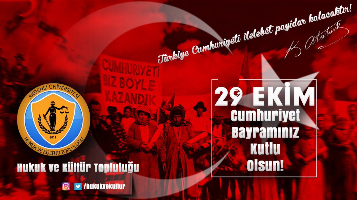 Ey yükselen yeni nesil ! Gelecek sizindir. Cumhuriyeti biz kurduk; onu yükseltecek ve devam ettirecek sizsiniz! 
#29EkimCumhuriyerBayramımızKutluOlsun