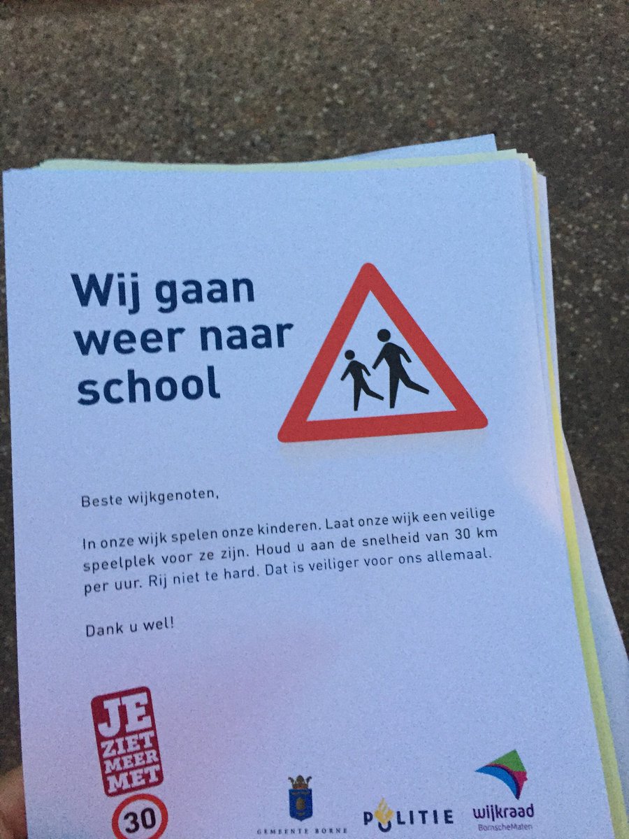 BernGreven's tweet photo. Daar zijn we weer!! #verkeersactie #bornschematen #30km #herfstvakantievoorbij https://t.co/IfA5JSbn8d