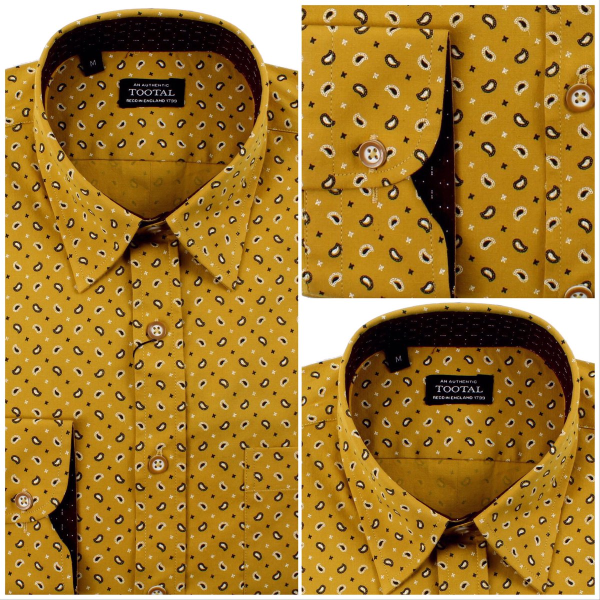 tootalscarves's tweet photo. NEW for AW18, the Tootal Gold Mini Paisley Print Shirt. A long sleeved cotton shirt, with under collar button to keep it dapper, single chest pocket, single button cuffs and bespoke buttons.
https://t.co/haOhxMEqdF
#TootalSince1799 https://t.co/5p0K5OofbG